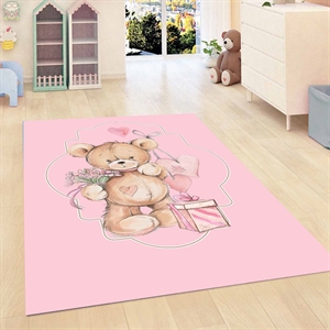 Kadser Ayıcık Kız 3D Modern Bebek Çocuk Odası Halısı Kadser Ayıcık Kız 3D Modern Bebek Çocuk Odası Halısı