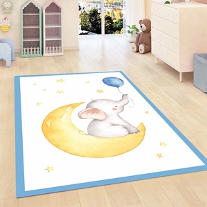 Kadser Filli Ay Yıldız 3D Modern Bebek Çocuk Halısı Kadser Filli Ay Yıldız 3D Modern Bebek Çocuk Halısı
