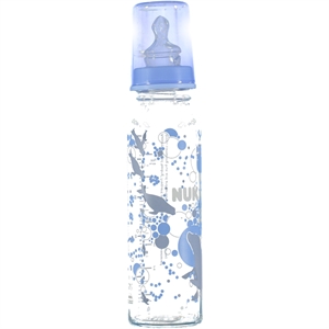 Nuk Silikon Emzikli Cam Biberon 230 ml Mavi Nuk Silikon Emzikli Cam Biberon 230 ml Mavi