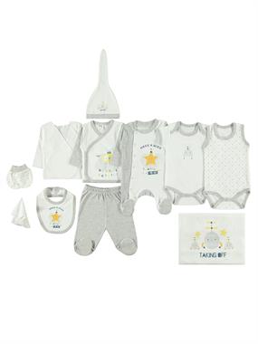 Civil Baby Erkek Bebek 11'li Zıbın Takımı 0-3 Ay Gri Civil Baby Erkek Bebek 11'li Zıbın Takımı 0-3 Ay Gri